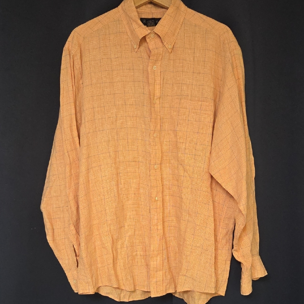 Brooks Brothers Men's Orange Textured Button-Down Shirt‎
